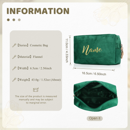 Personalised Name Cosmetic Bag Zipper Makeup Bag Jewelry Storage Bag Gifts for Ladies Girls-Jessemade AU