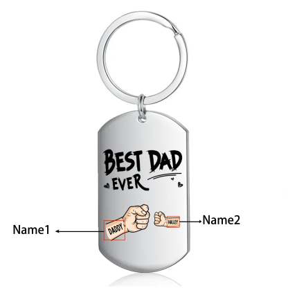 Personalised 2 Names Keychain Custom Fist Bump Keychain Father's Day Gift Best Dad Ever-Jessemade AU