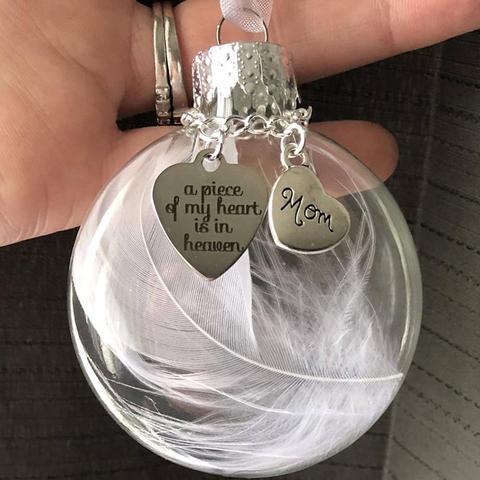 Memorial Ornament Feather Ball Decoration A Piece of My Heart Is In Heaven-Jessemade AU