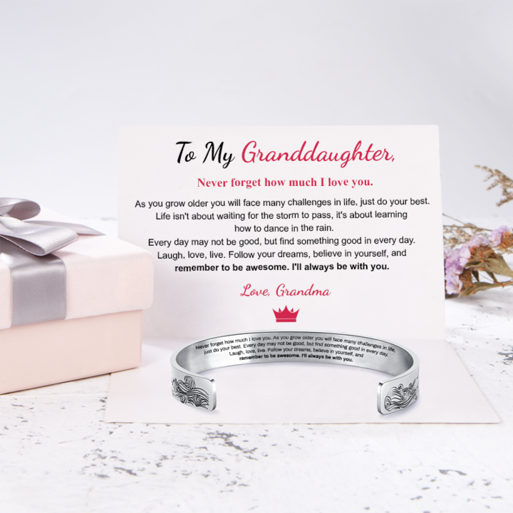 To My Granddaughter I Will Always Be With You Cuff Bracelet-Jessemade AU