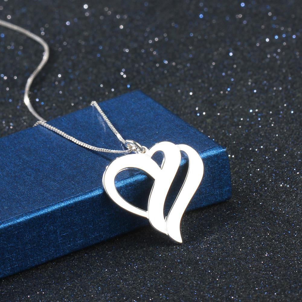 Personalised Double Heart Pendant 2 Names Necklace-Jessemade AU