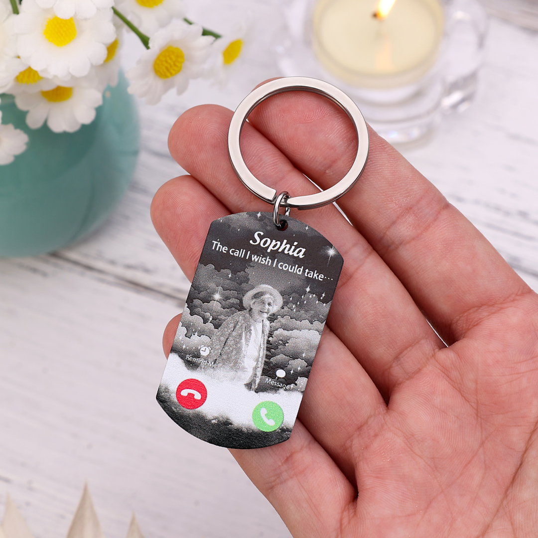 Personalised Photo & Name Keychain Memorial Gift "The Call I Wish I Could Take"-Jessemade AU