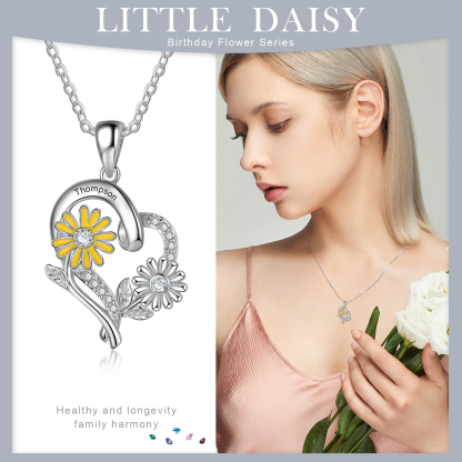 Personalised April Birthflower Necklace With Birthstones Custom 1 Name Necklace For Her-Jessemade AU