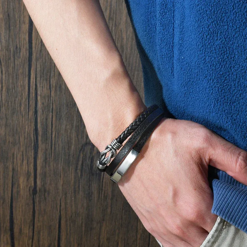 To My Grandson Customised Infinity Knot Leather Bracelet Bracelet "Forever Linked Together" Inspirational Gifts For grandon-Jessemade AU