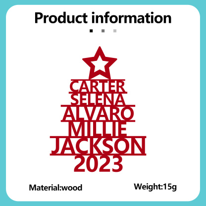 5 Names - Personalised Christmas Tree Ornaments Customised Name Xmas Wooden Decor Gifts for Family Friends-Jessemade AU