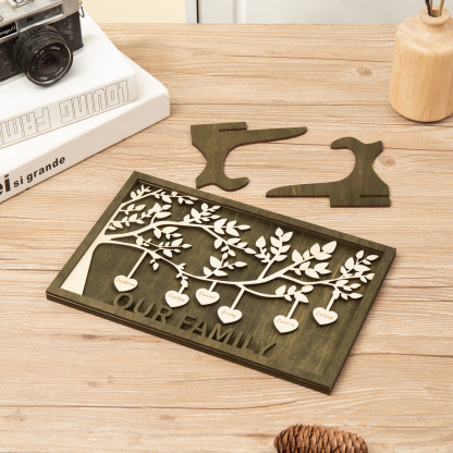 Family Tree Wood Frame Personalised Family Tree Sign Engrave 6 Names Keepsake Gifts-Jessemade AU