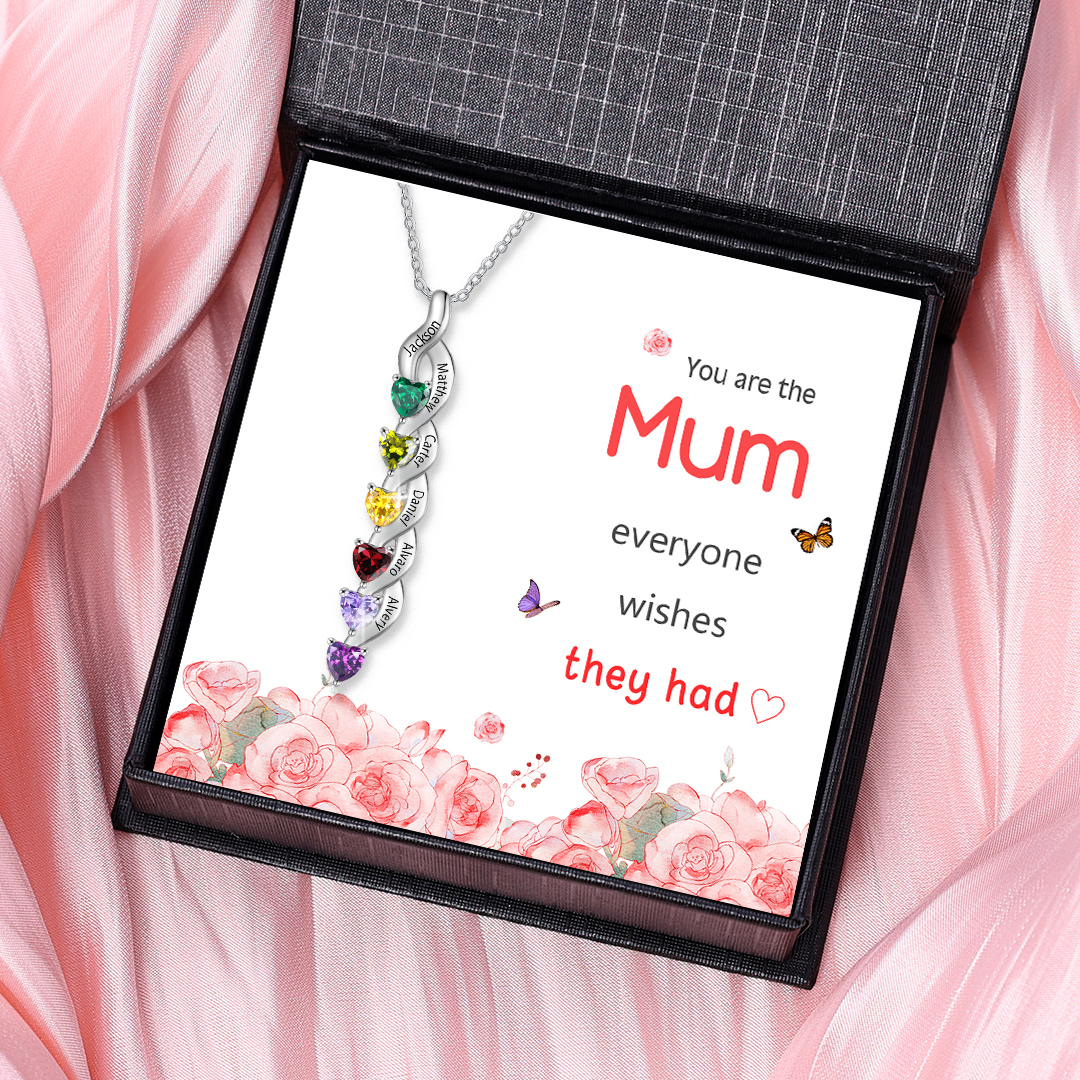 6 Names - Personalised Pendant Necklace Customised Names & Birthstones Necklace Birthday Gift for Women Girls-Jessemade AU