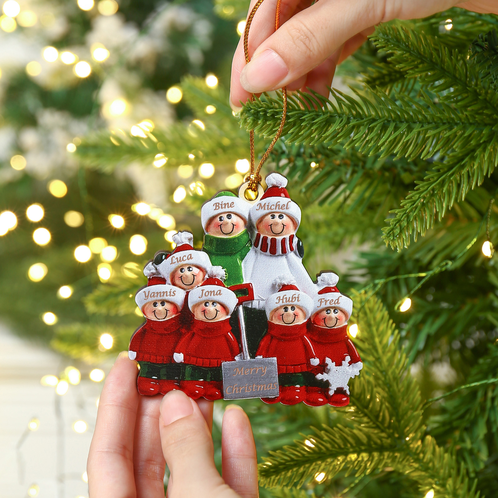 7 Names - Personalised Christmas Tree Ornaments Wooden Christmas Decor with Name Gifts for Family Friends-Jessemade AU