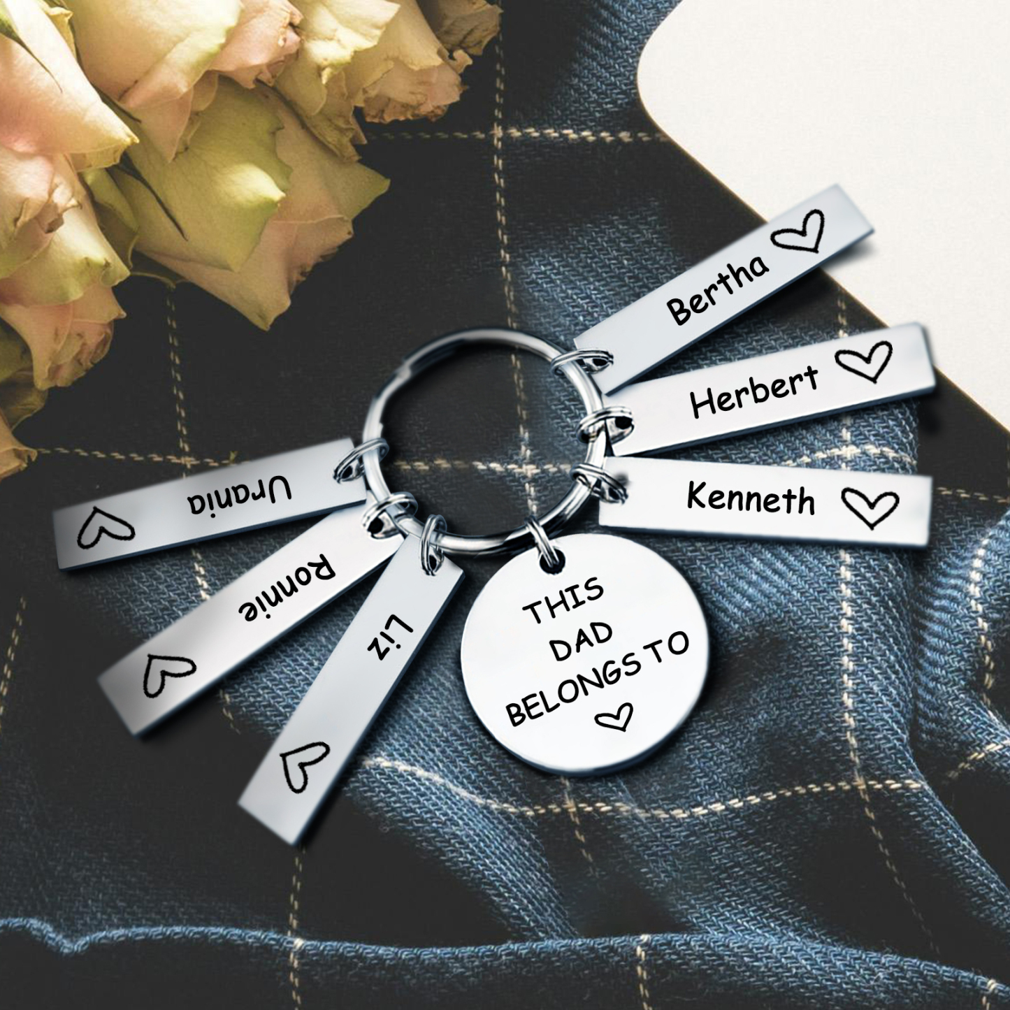 6 Names - Personalised Name Keychain Stainless Steel Keychain Special Gift for Mummy/Dad-Jessemade AU
