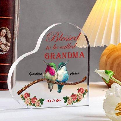 Acrylic Heart Keepsake Custom 3 Names Birds Decor Personalised Gifts for Grandma Mum-Jessemade AU