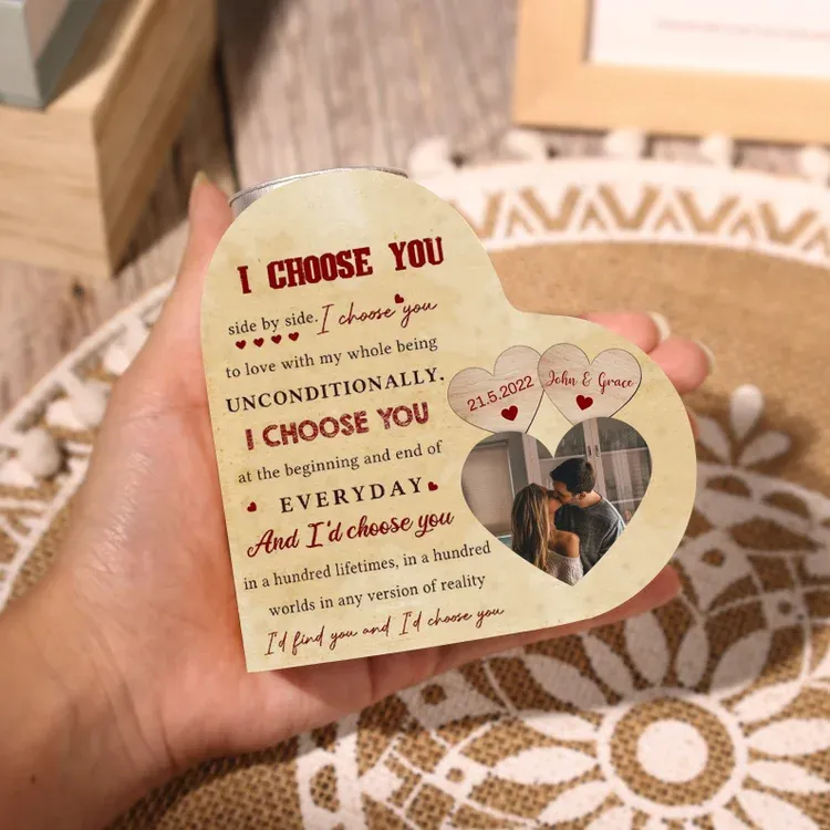 Personalised Couple Heart Candle Holder I Choose You Wooden Candlesticks Valentines Gift-Jessemade AU