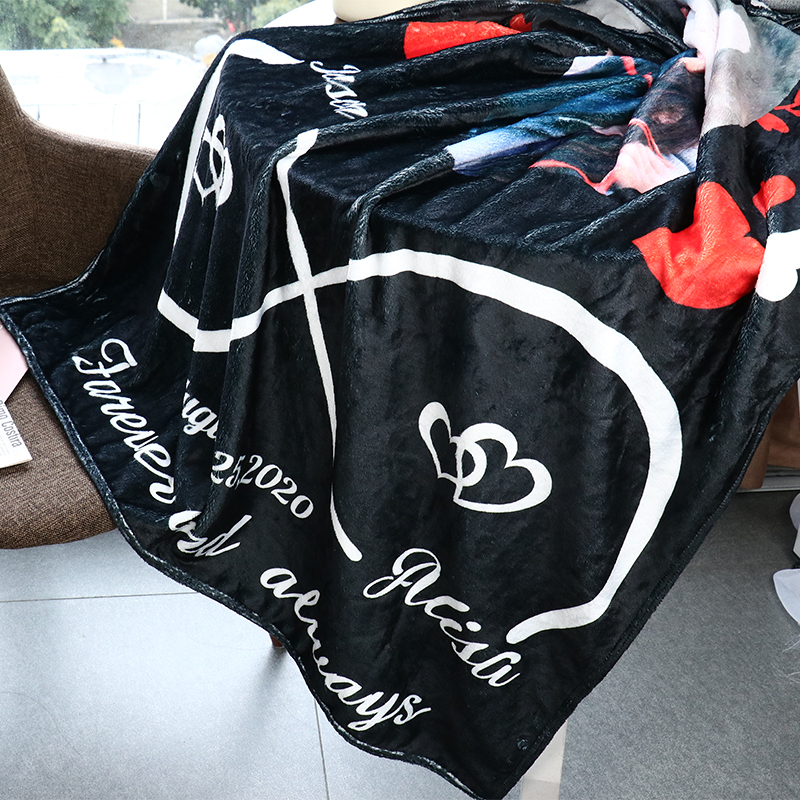 Personalised Couple Blanket Engrave Photo Sweet Gift "I love you forever and always"-Jessemade AU