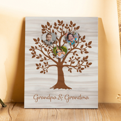 Personalised Photo Family Tree Wood Signs Engrave 3 Photos Frame-Jessemade AU