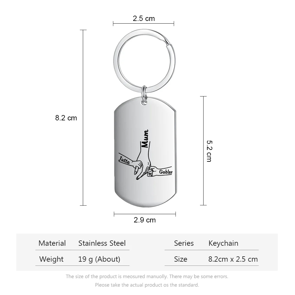 3 Names - Personalised Name Keychain Holding Hands Keychain Mother's Day Gifts For Grandma/Mother-Jessemade AU