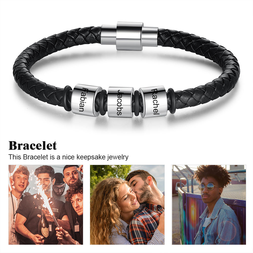 Customised 3 Beads Men's Bracelets For Him-Jessemade AU