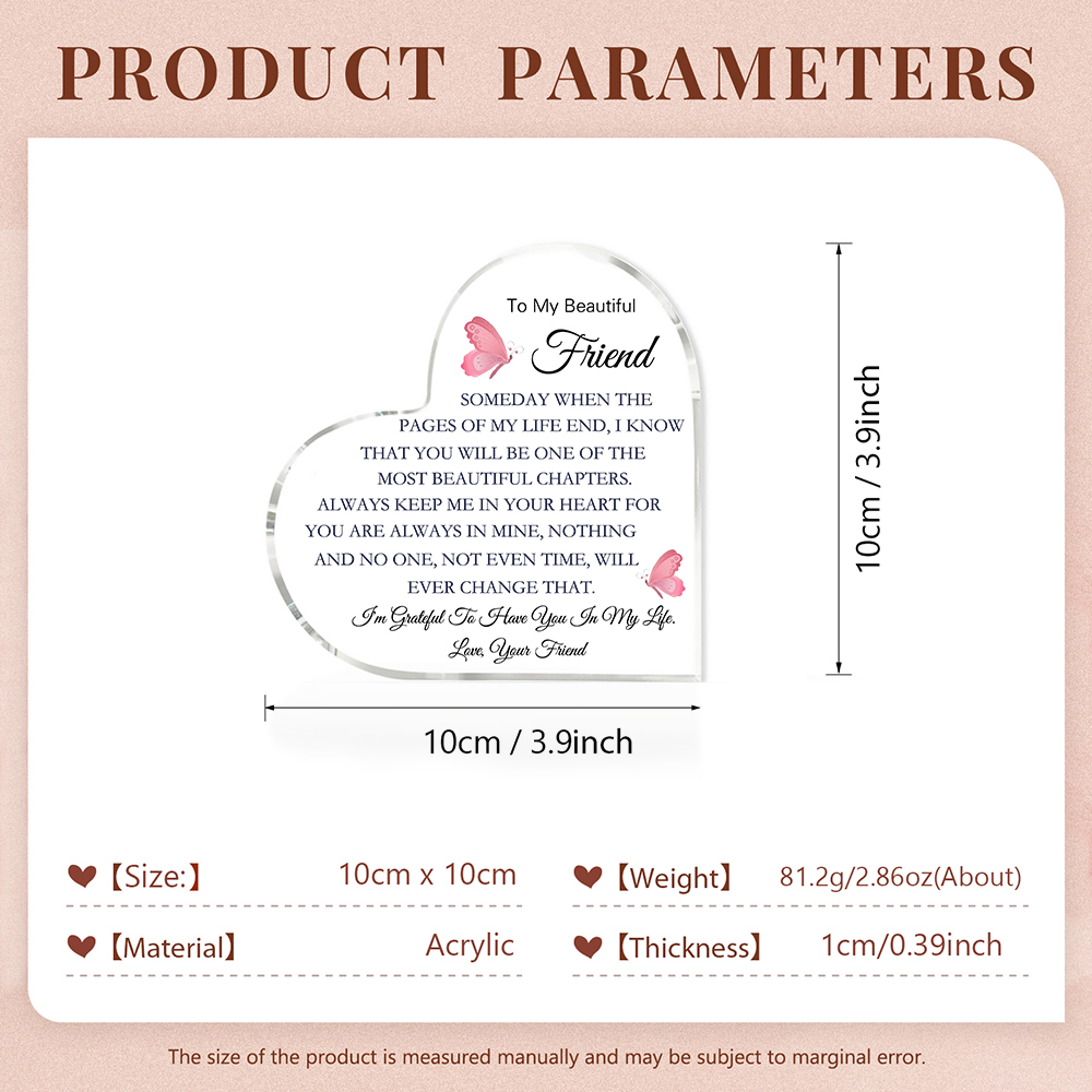 To My Beautiful Friend Acrylic Heart Keepsake Heart Ornament - I'm Grateful To Have You In My Life-Jessemade AU