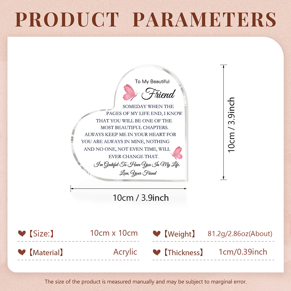 To My Beautiful Friend Acrylic Heart Keepsake Heart Ornament - I'm Grateful To Have You In My Life-Jessemade AU