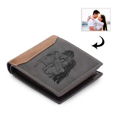 Personalised Photo & Text Men Wallet Custom Billfold Wallet Gray Gifts for Grandpa-Jessemade AU