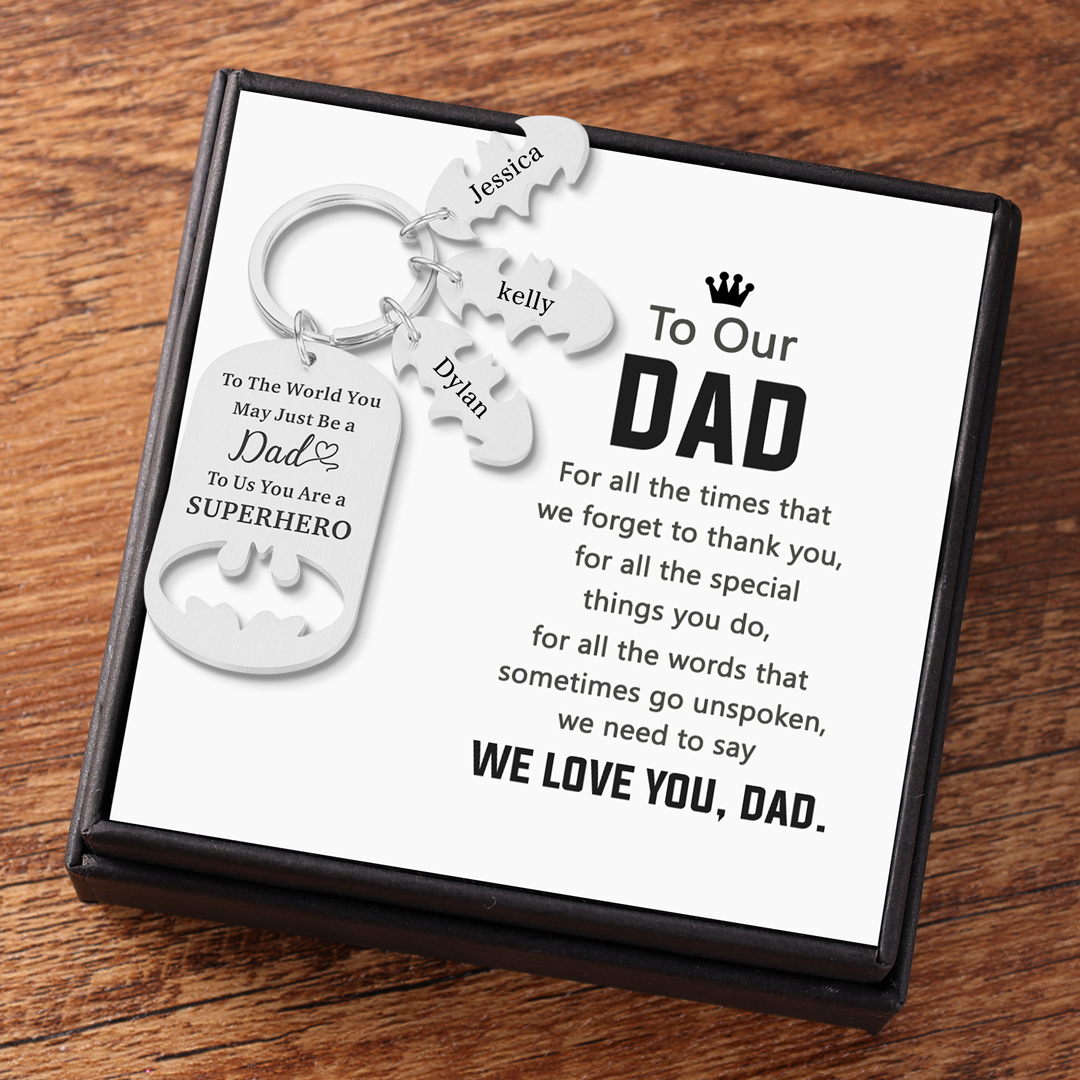 Father Keychain You Are A Superhero Personalised 3 Names Bat Keychain Gifts for Batman Dad-Jessemade AU