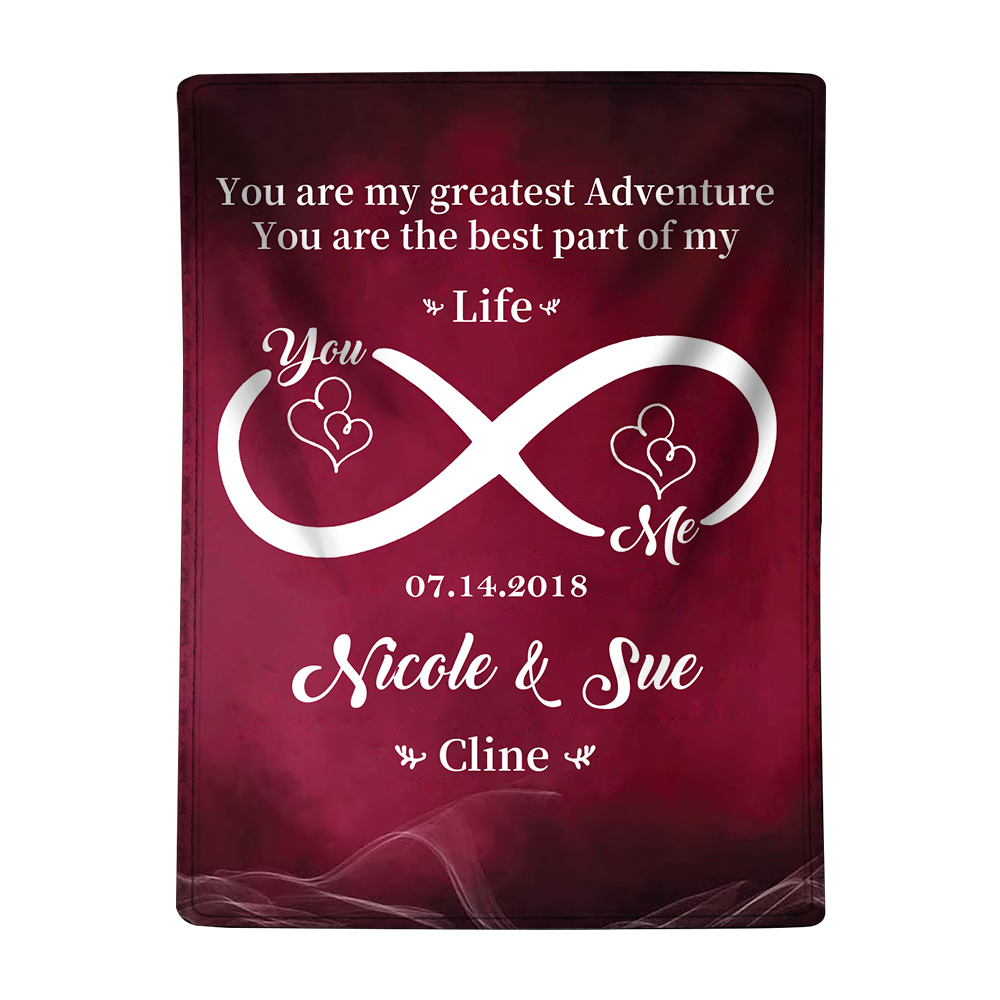 Personalised Couple Blanket Customised 2 Names & Date Blanket Gift for Him/Her - You Are The Best Part Of My Life-Jessemade AU