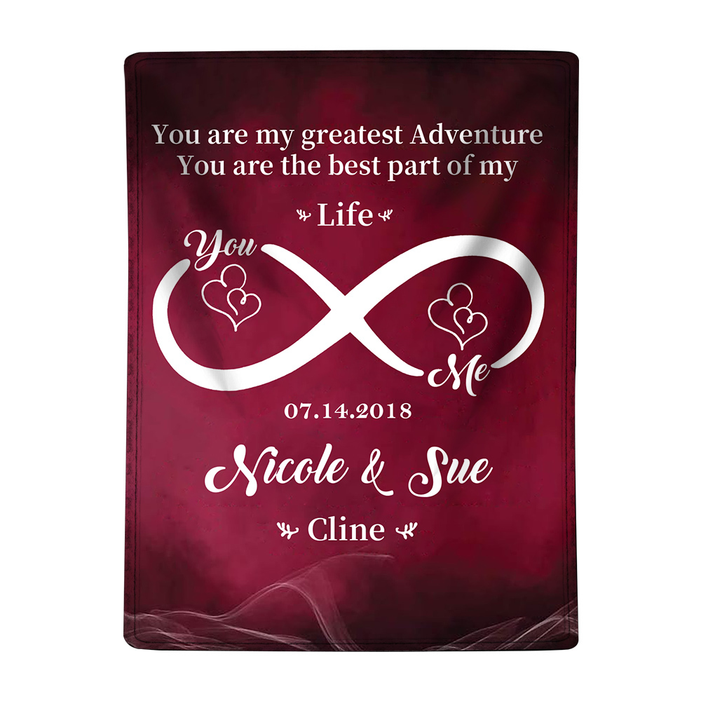 Personalised Couple Blanket Customised 2 Names & Date Blanket Gift for Him/Her - You Are The Best Part Of My Life-Jessemade AU