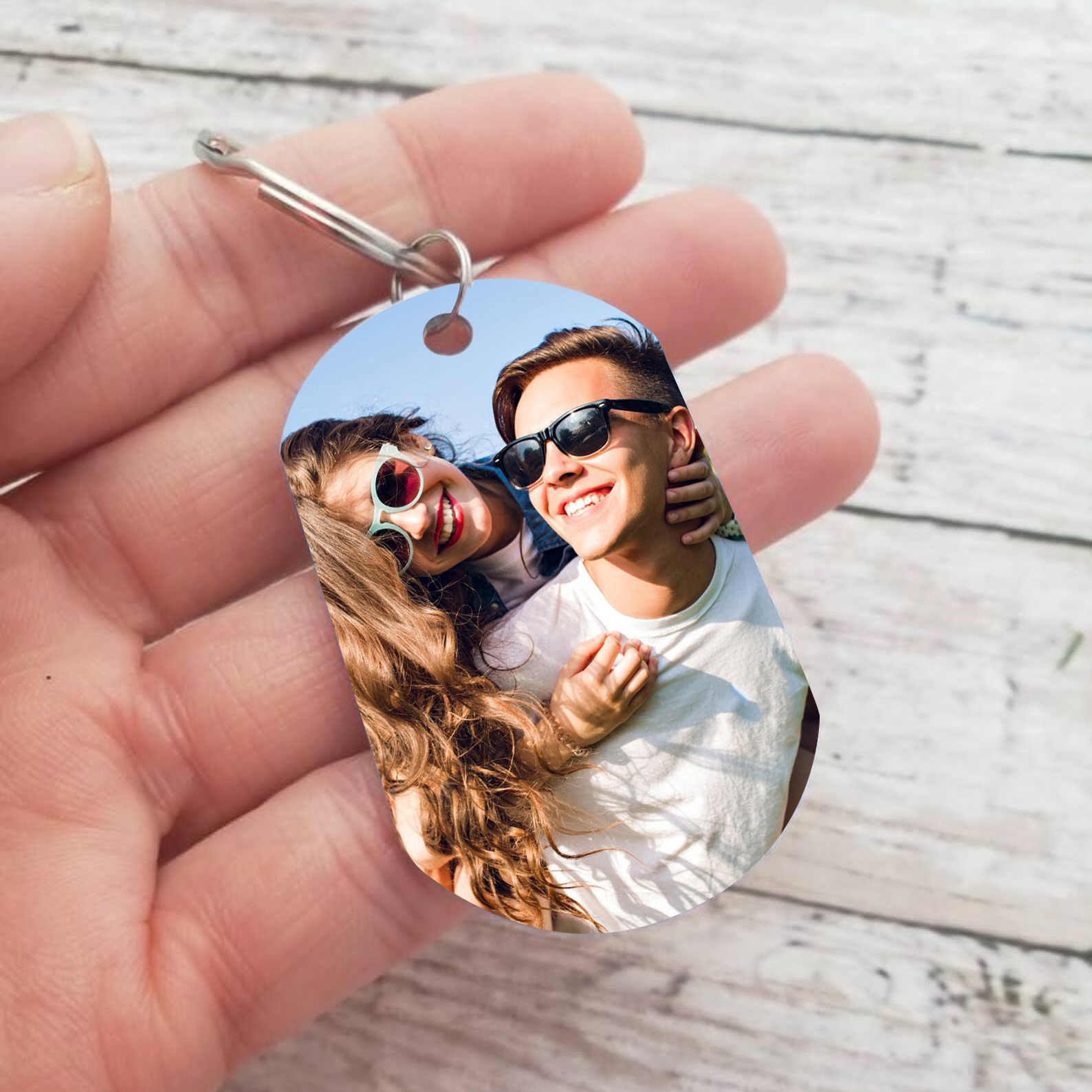 Personalised Couple Photo Keychain Custom 2 Names & Text & Year Keyring Gift for Him/Her-Jessemade AU