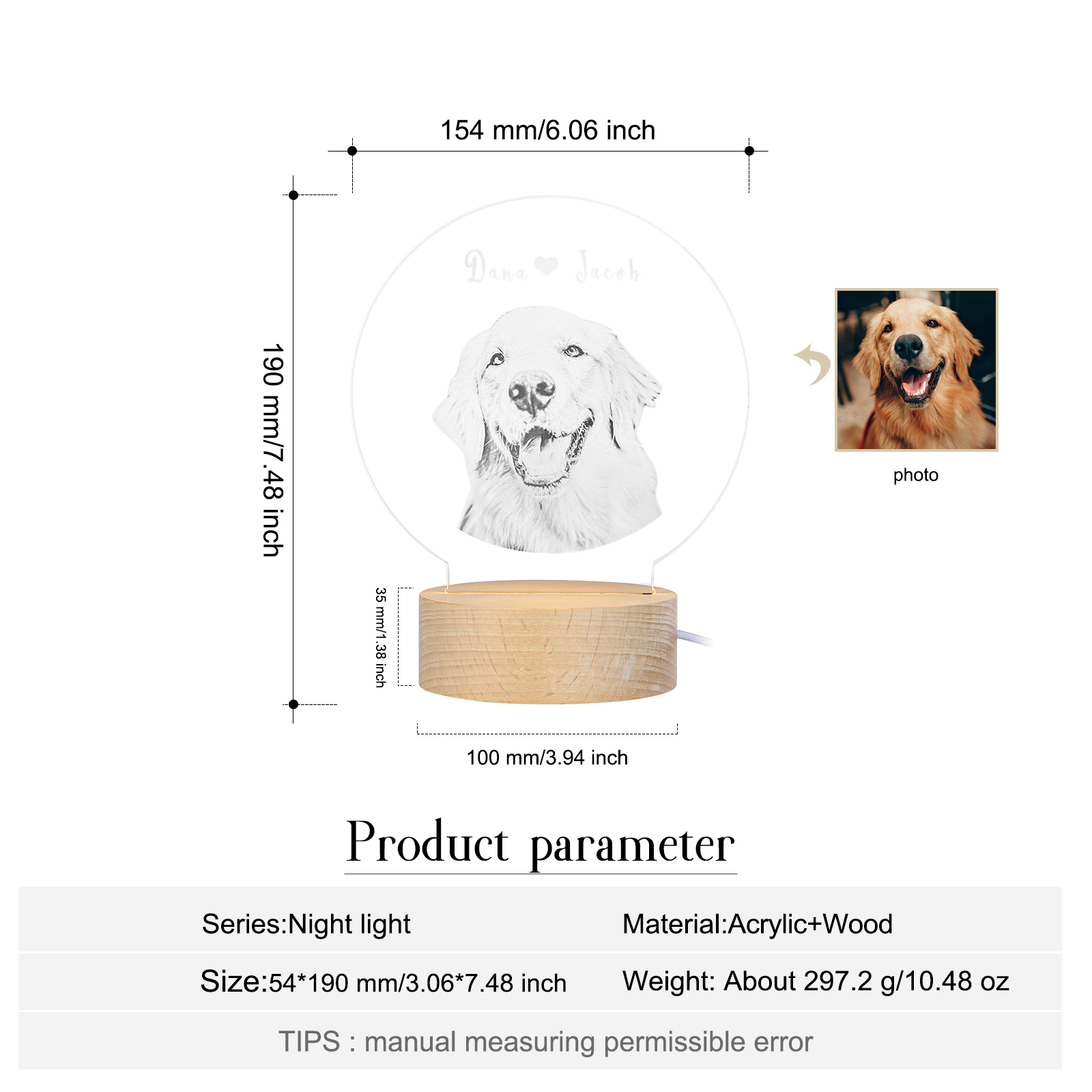 Personalised Photo Night Light LED Lamp for Family-Jessemade AU