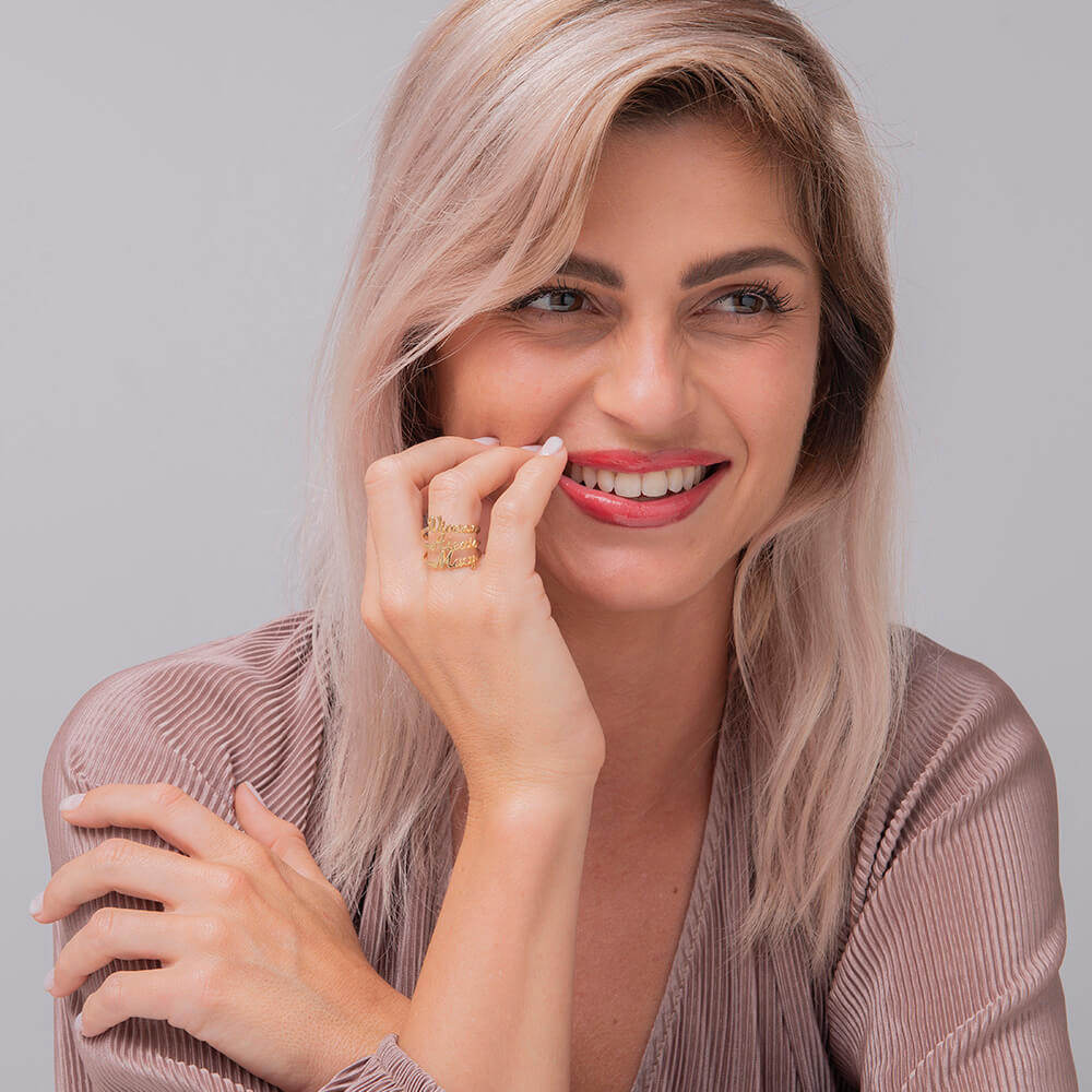 Personalised Name Ring Custom 4 Names Ring Gifts For Women-Jessemade AU