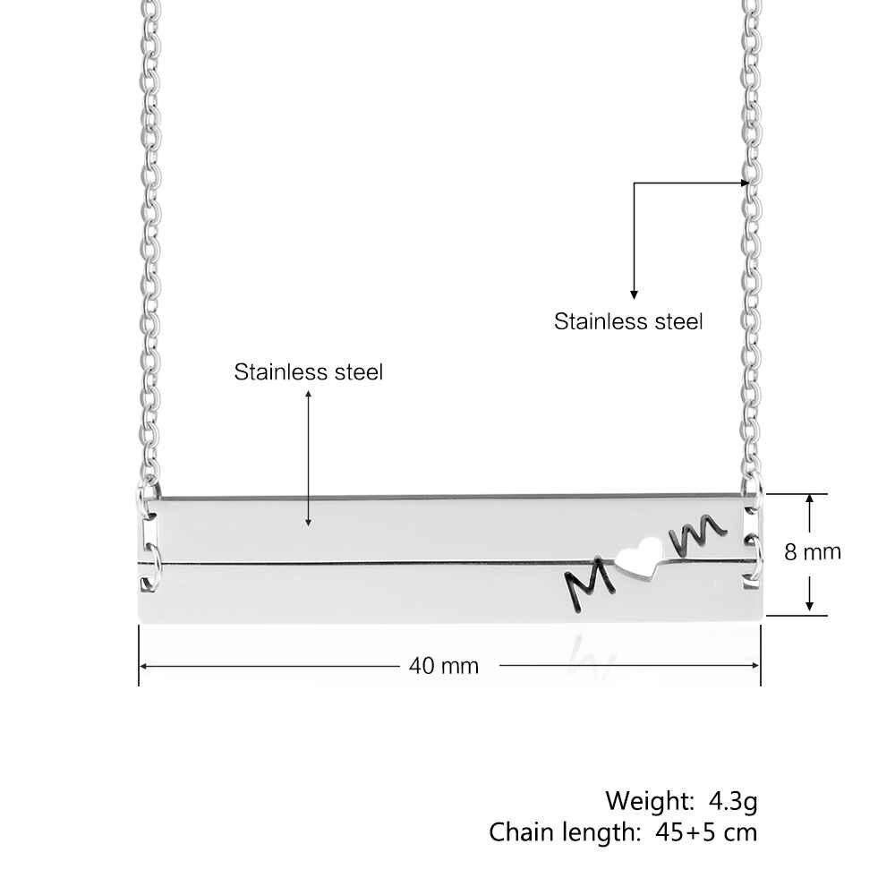 Personalised Horizontal Bar Necklace With Heart-Jessemade AU