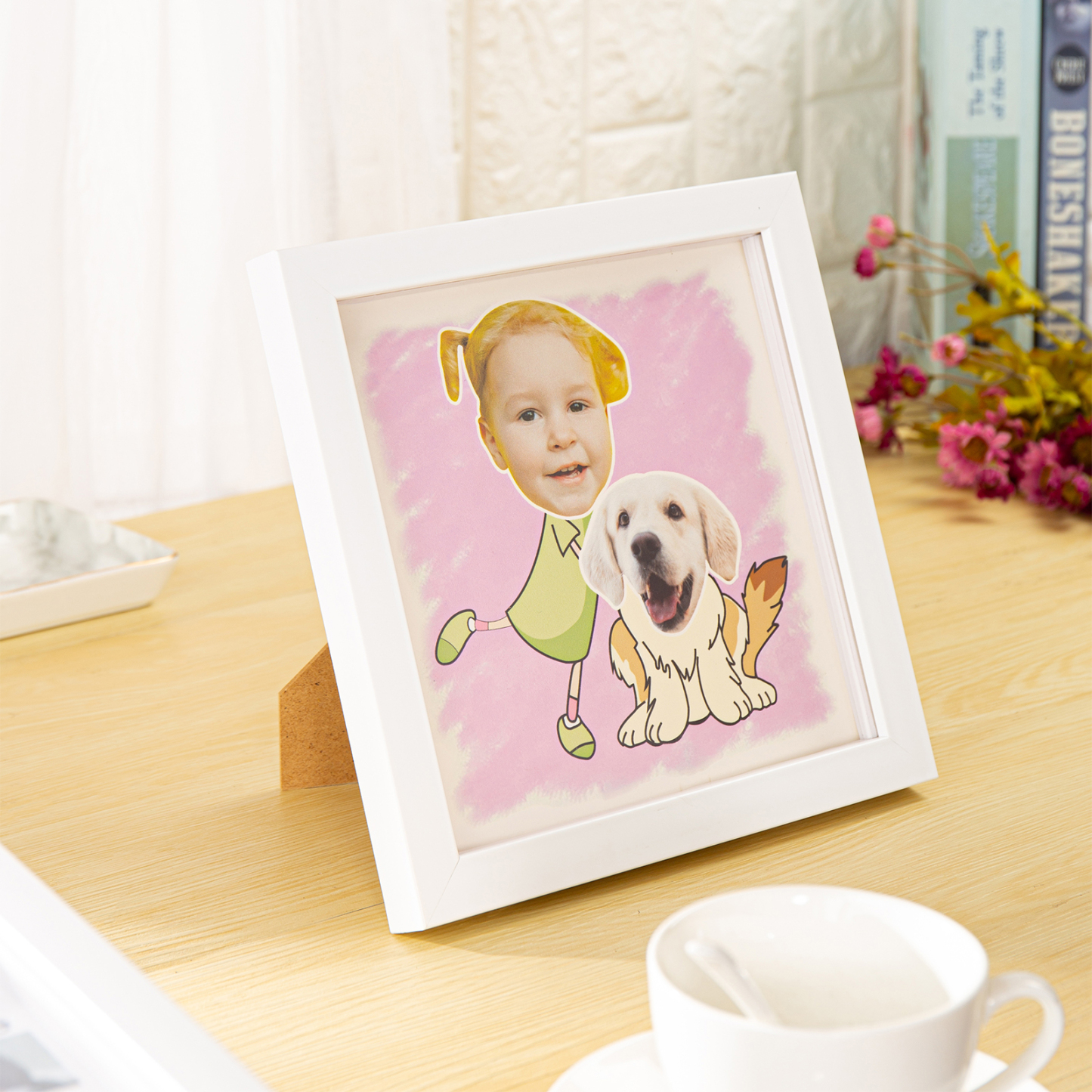 Personalised Couple Stereo Photo Frame With Dog-Jessemade AU