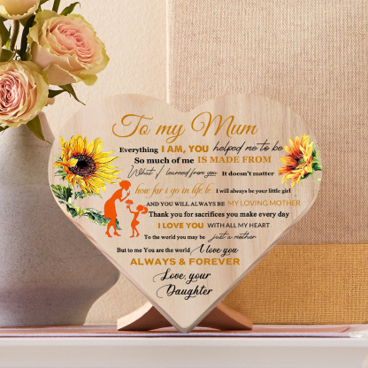 To My Mum "I Love You ALWAYS & FOREVER" Wooden Flowers Heart Keepsake Desktop Ornament-Jessemade AU