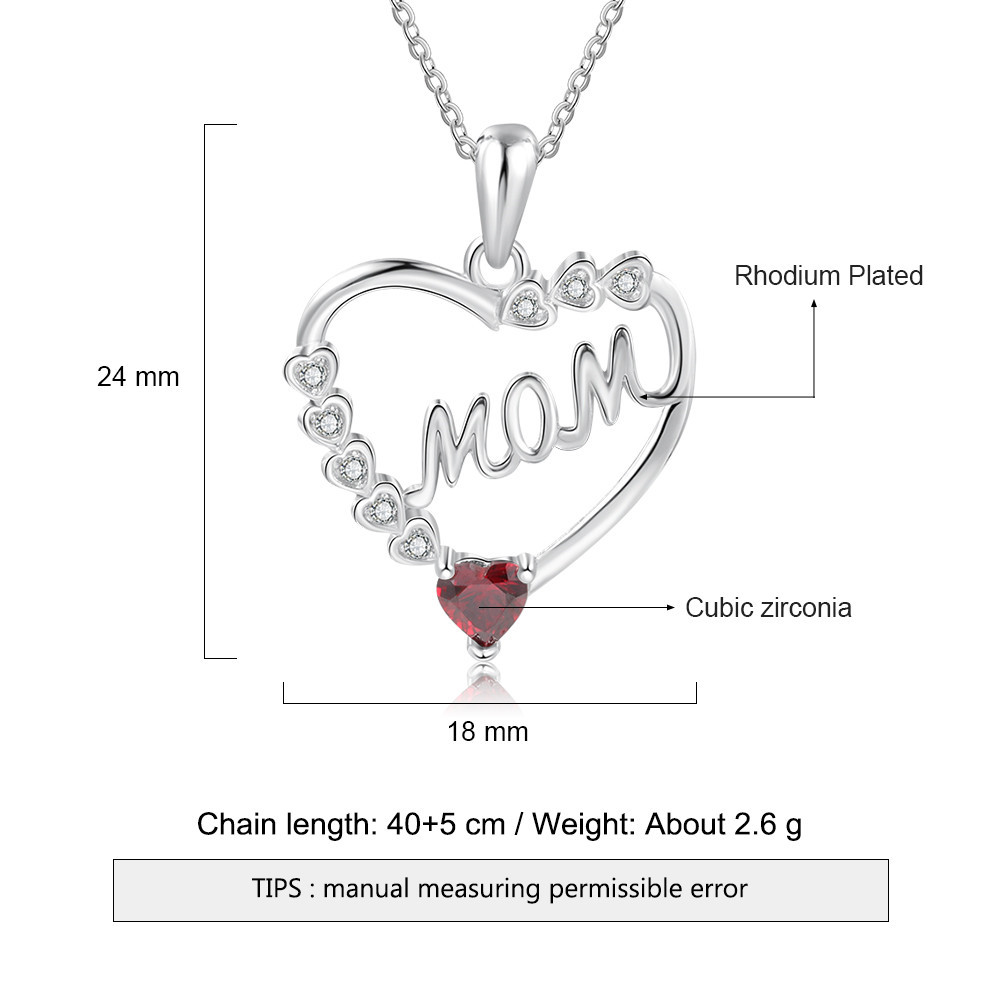 Mom Necklace Personalised Heart Necklace with Birthstone Engraved Name Gifts for Her-Jessemade AU