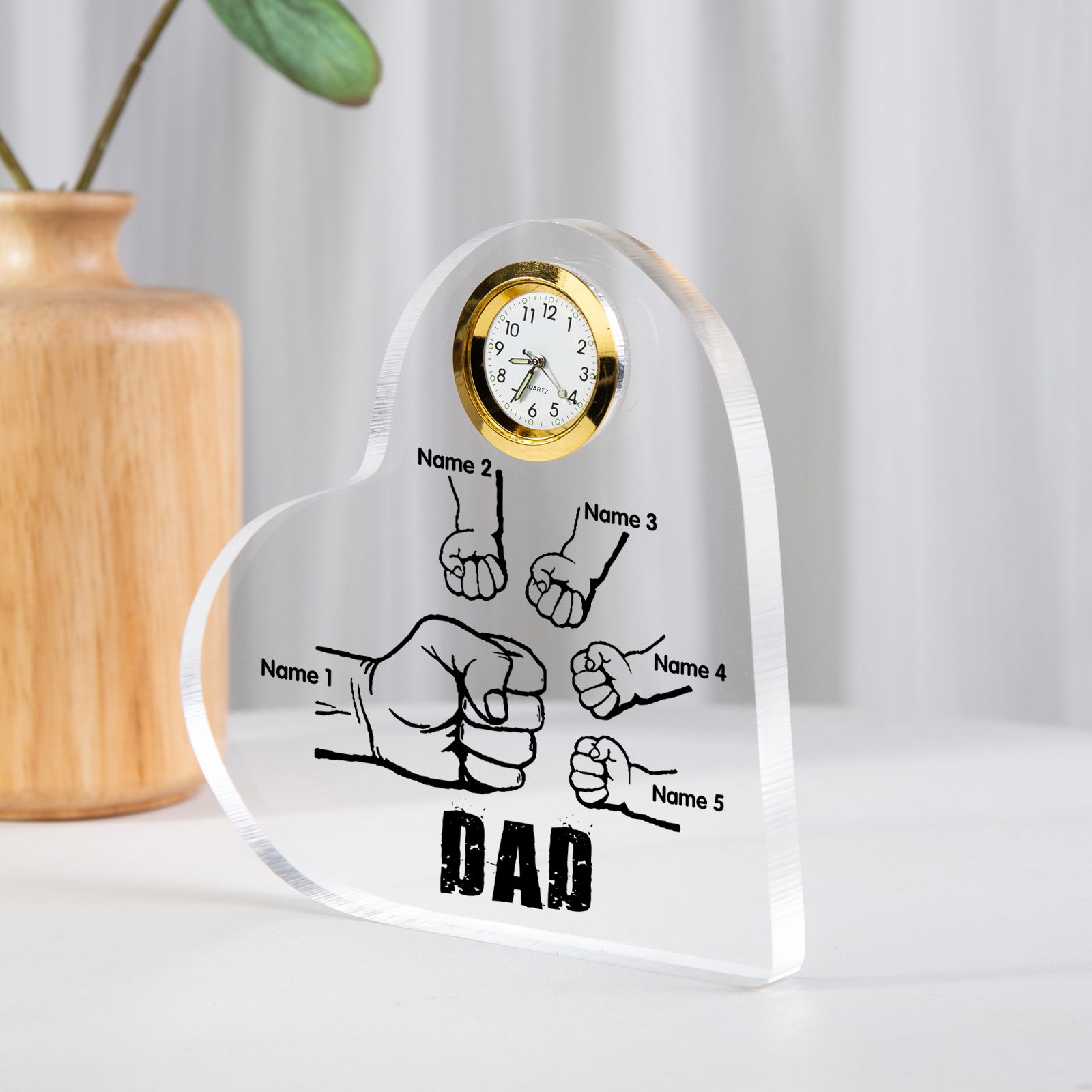 Father's Day Gifts Acrylic Heart Keepsake Personalised Fist Bump Heart Sign with 5 Names-Jessemade AU