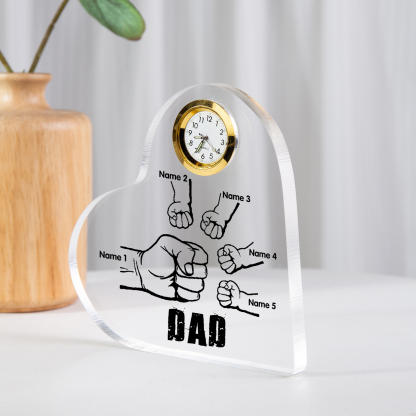 Father's Day Gifts Acrylic Heart Keepsake Personalised Fist Bump Heart Sign with 5 Names-Jessemade AU