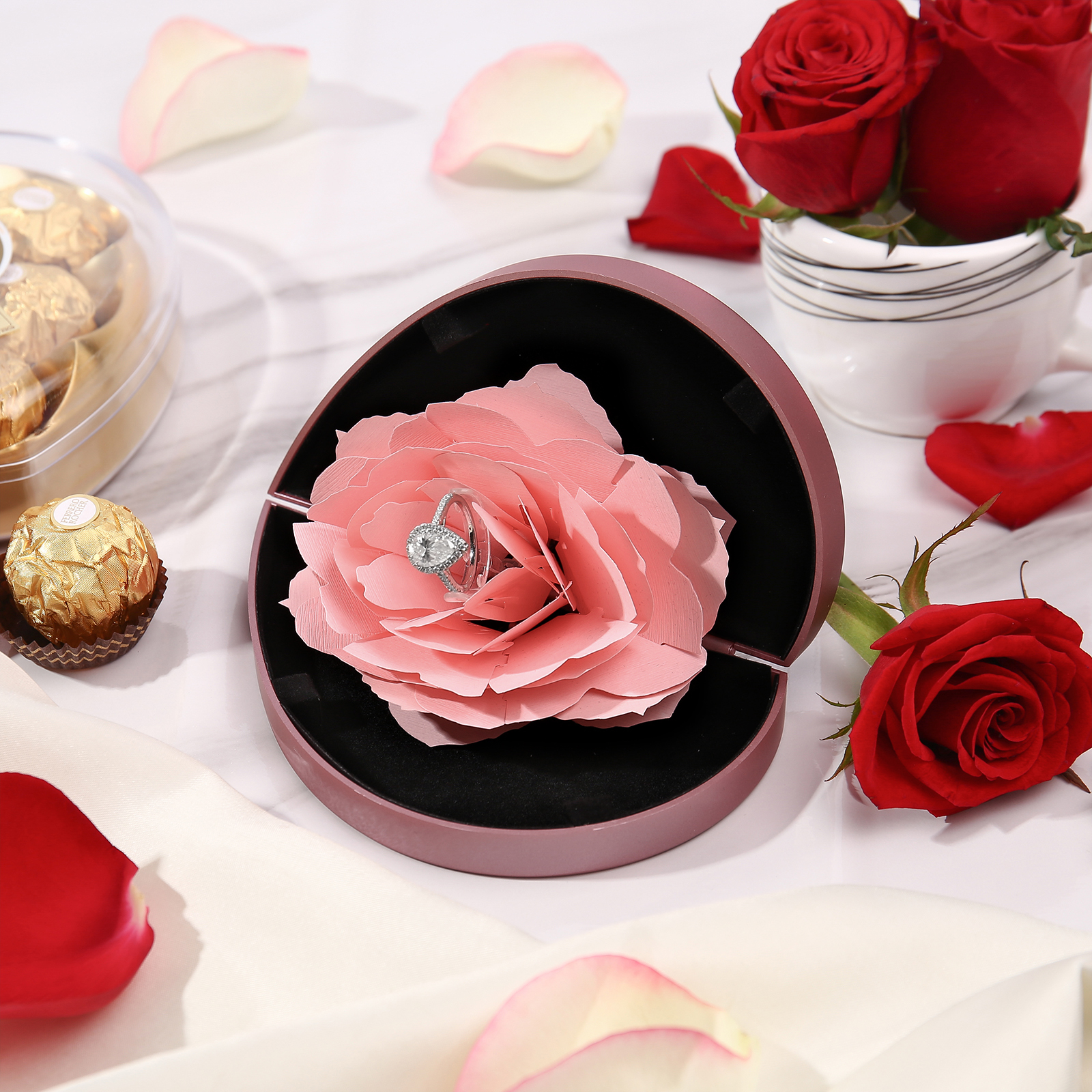 Ring Gift Box Rose Exquisite Jewelry Box Valentine's Day Gift Packaging Box-Jessemade AU