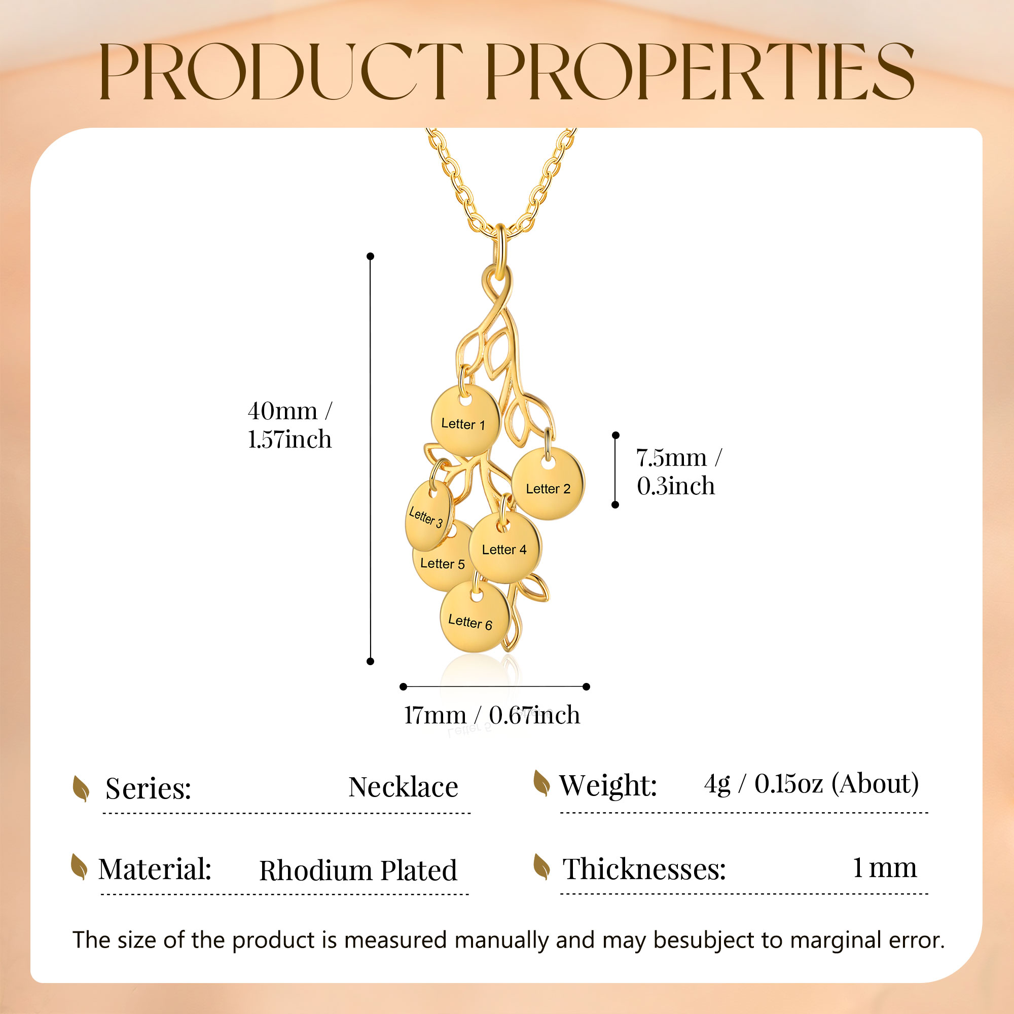 Personalised Branches Pendant Necklace Custom 6 Letters Circle Charm Necklace Gold Birthday Gift for Her-Jessemade AU