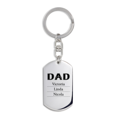 Personalised Photo Keychain Dad Keyring Engrave 3 Names Father's Day Gifts-Jessemade AU