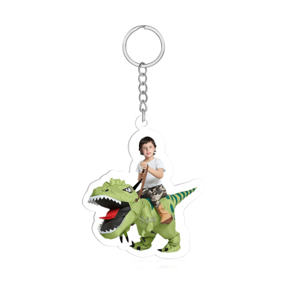 1 Name - Personalised Acrylic Dinosaur Keychain Customised Name & Photo Keychain Gift for Kids-Jessemade AU