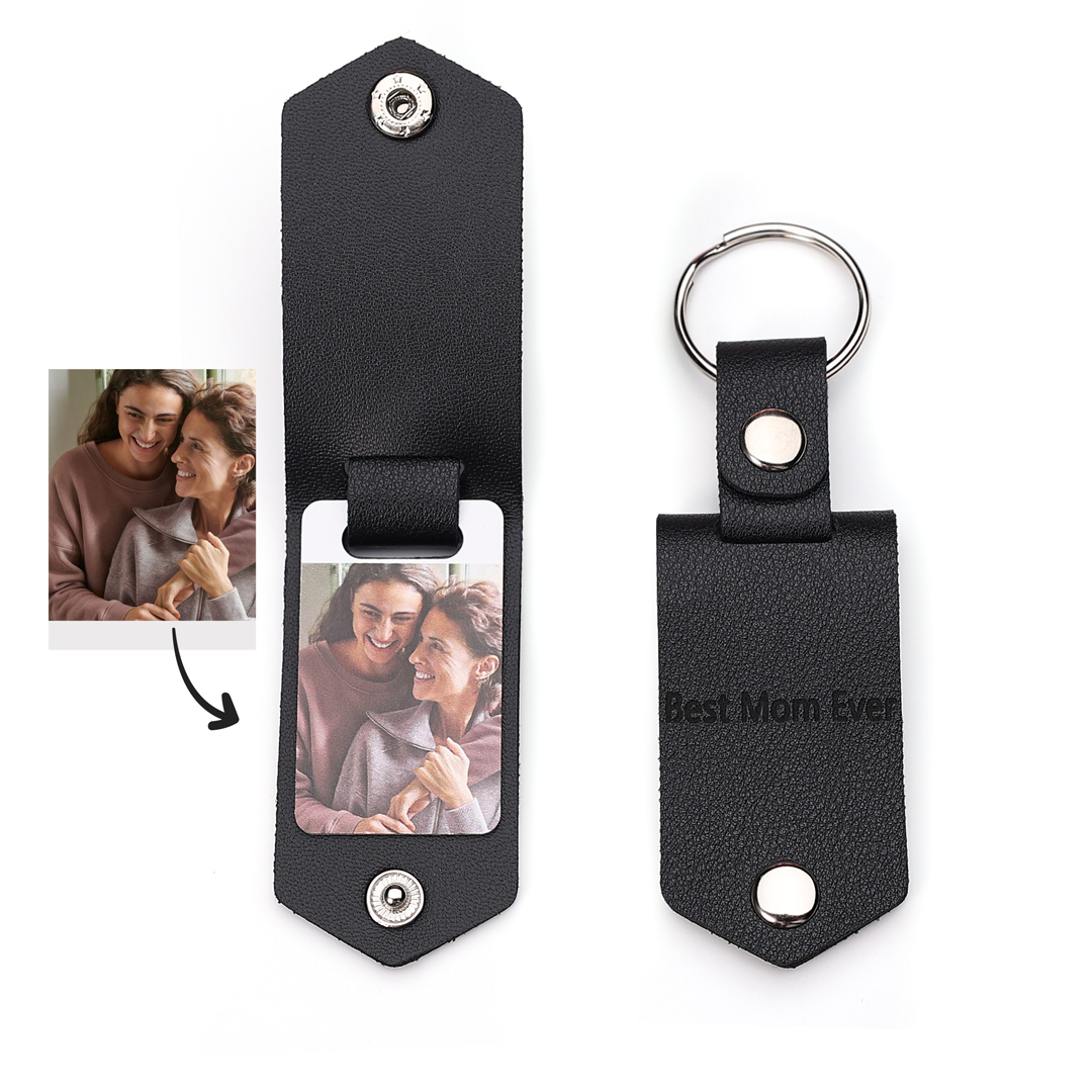 Personalised Photo Keychain Custom Text Leather Keyring Couple Keychain Gifts for Him/her-Jessemade AU