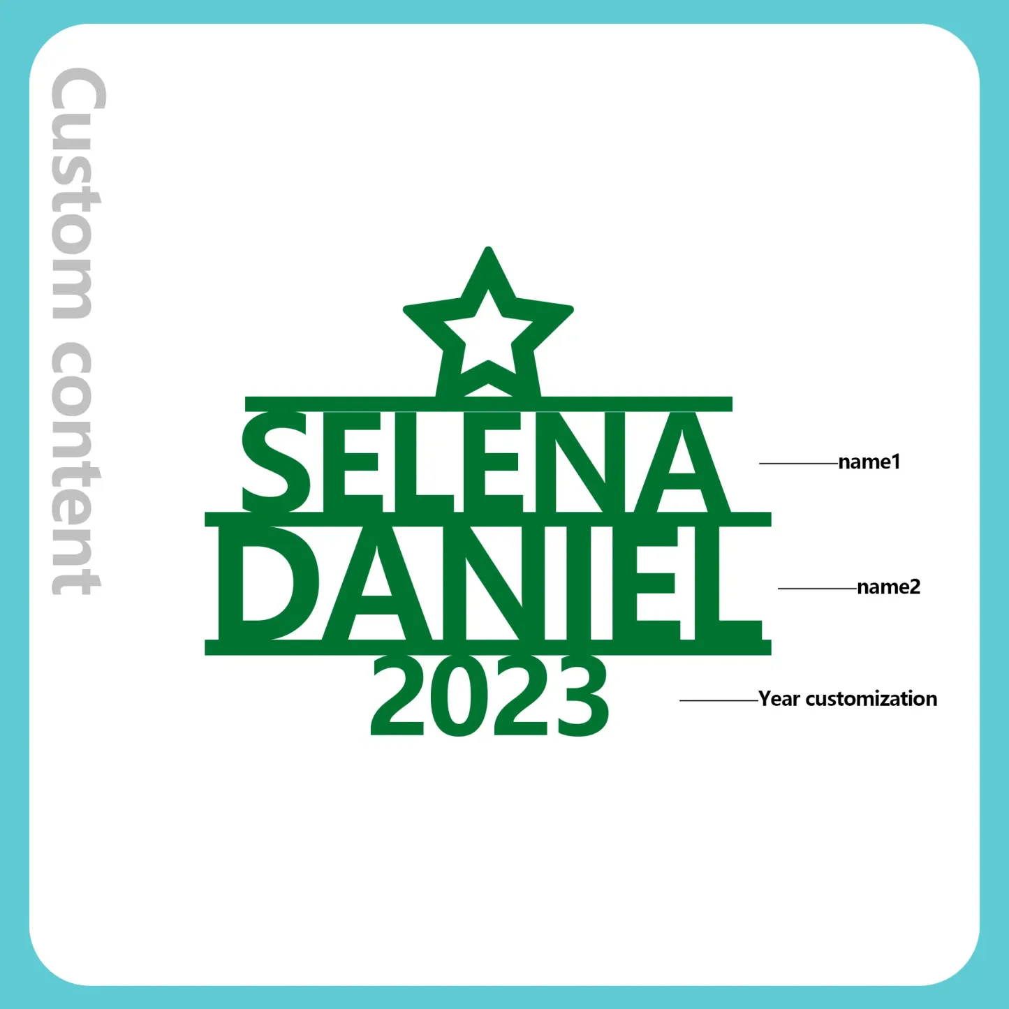 2 Names - Personalised Christmas Tree Ornaments Customised Name Xmas Wooden Decor Gifts for Family Friends-Jessemade AU