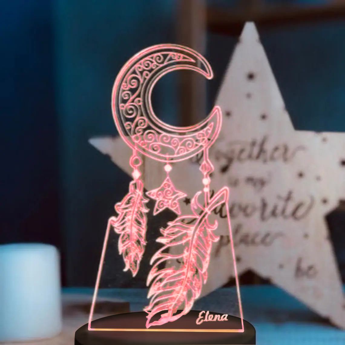 Personalised Dream Catcher Night Light Custom Name Gifts For Kids-Jessemade AU