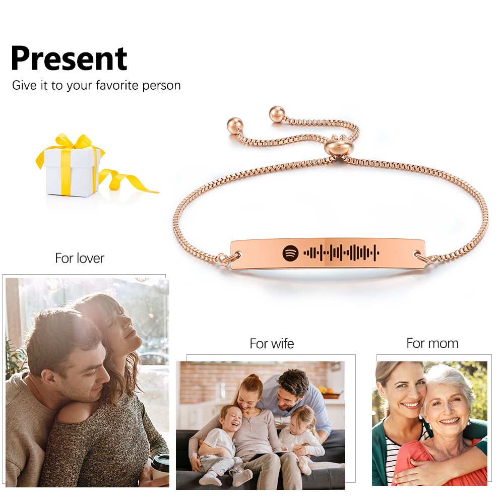 Personalised Spotify Code Music Bracelet-Four Colour-Black,Silver,Gold,Rose Gold-Jessemade AU