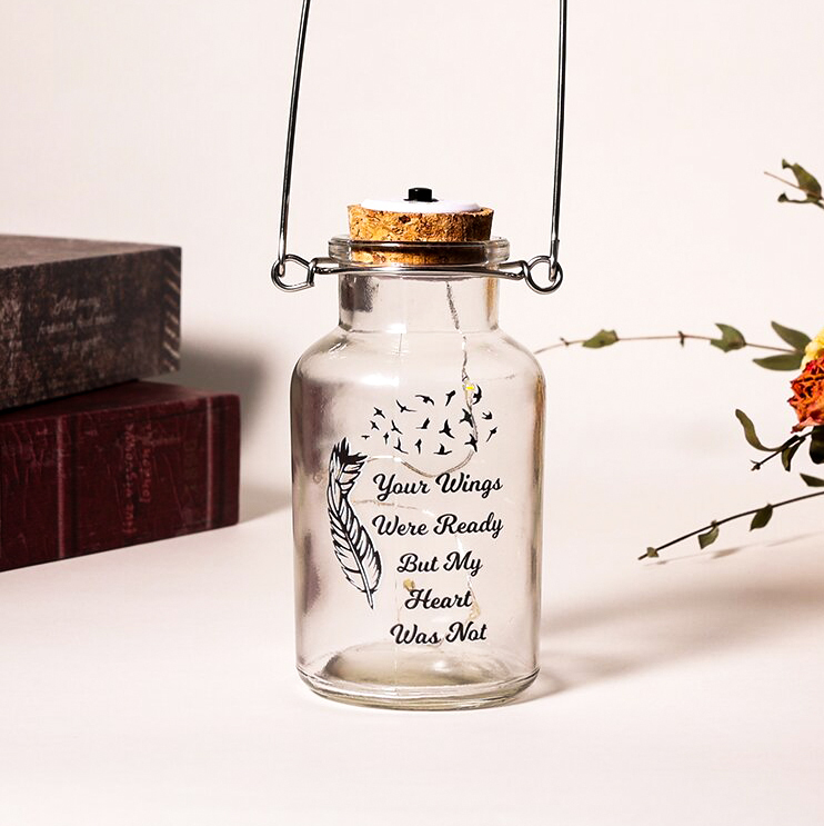 Memorial Jar Night Light Your Wings Were Ready But My Heart Was Not LED Lamp-Jessemade AU