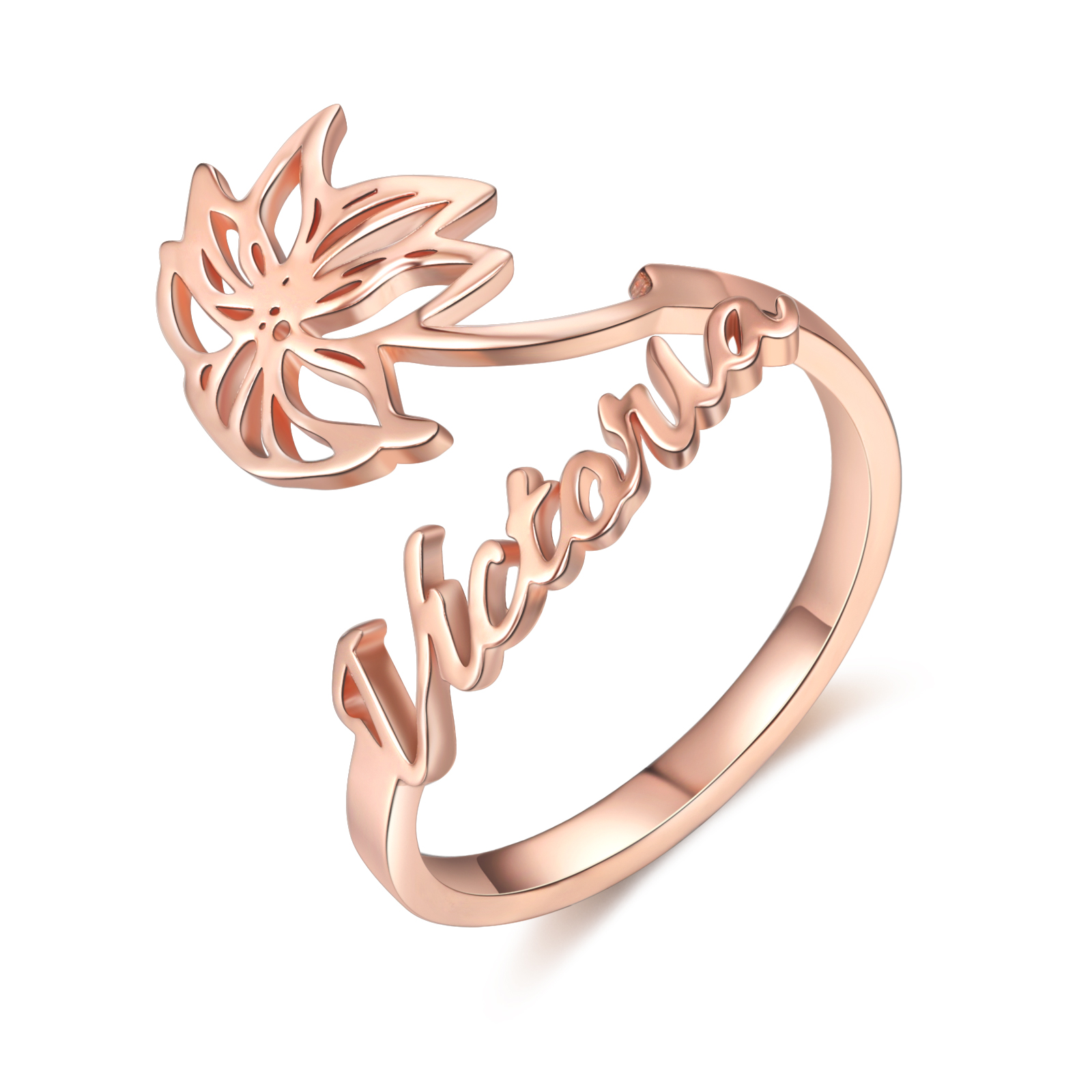 Personalised December Birth Flower Ring With Name Gifts For Her-Jessemade AU