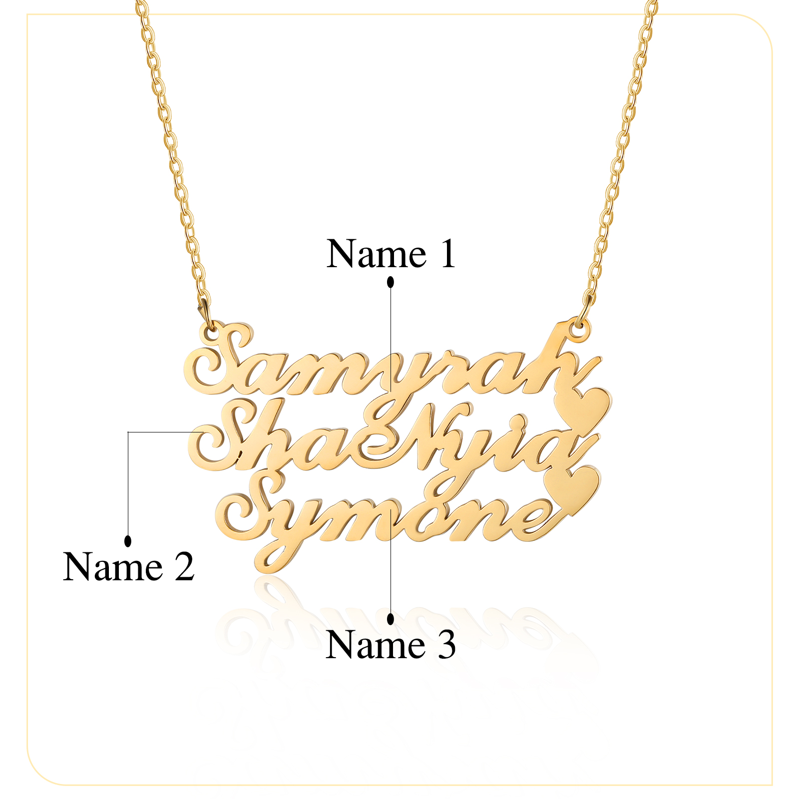 Personalised 3 Names Necklace Classic Jewelry Gift For Her-Jessemade AU
