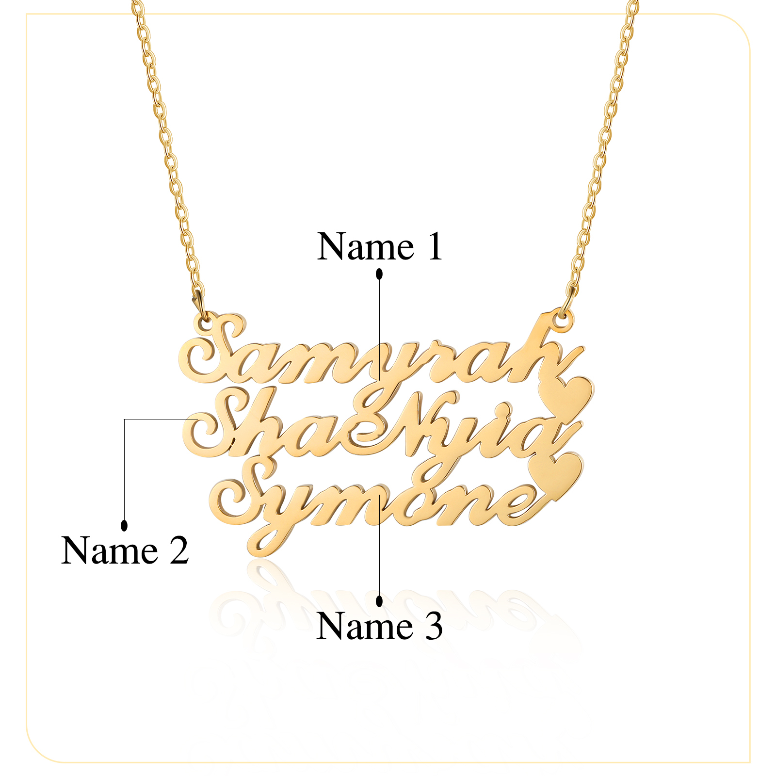 Personalised 3 Names Necklace Classic Jewelry Gift For Her-Jessemade AU