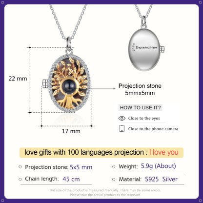 Personalised 100 Languages Projection Necklace Engraved  " I LOVE YOU"  Gifts For Her-Jessemade AU