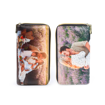 Personalised Photo Wallet Engraved Photo Long Purse Zip Wallet Gifts For Her-Jessemade AU