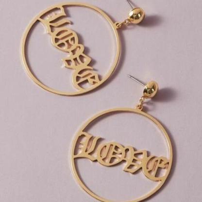 Personalised Circle Name Earring Customised Name Hoop Earrings for Her-Jessemade AU