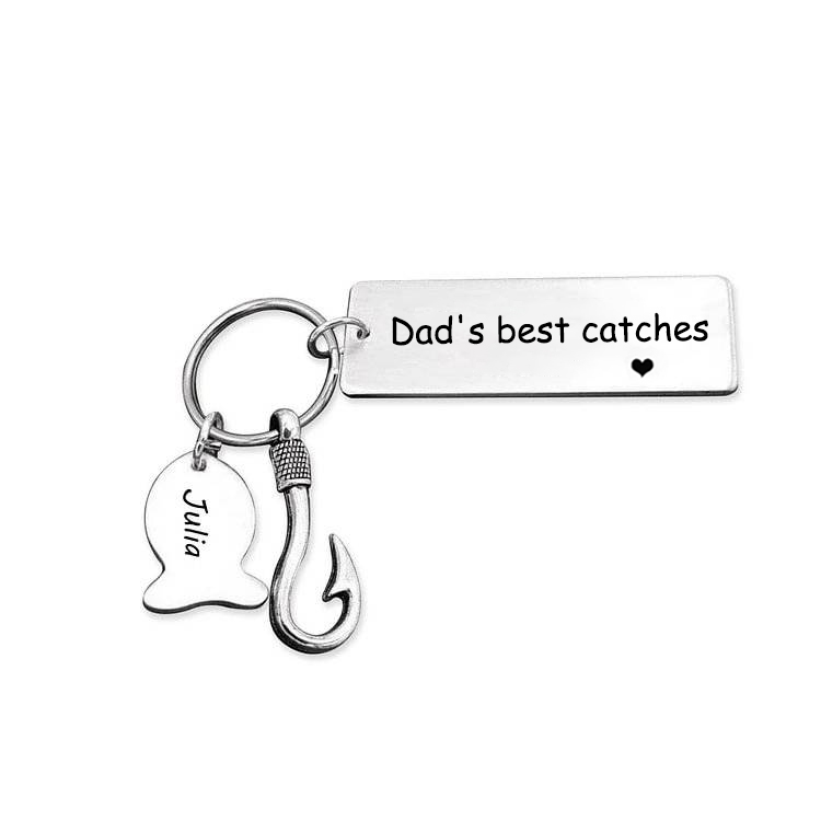 Personalised 1 Name Keychain Fish Charms Keychain Gifts For Daddy - Dad's best catches-Jessemade AU